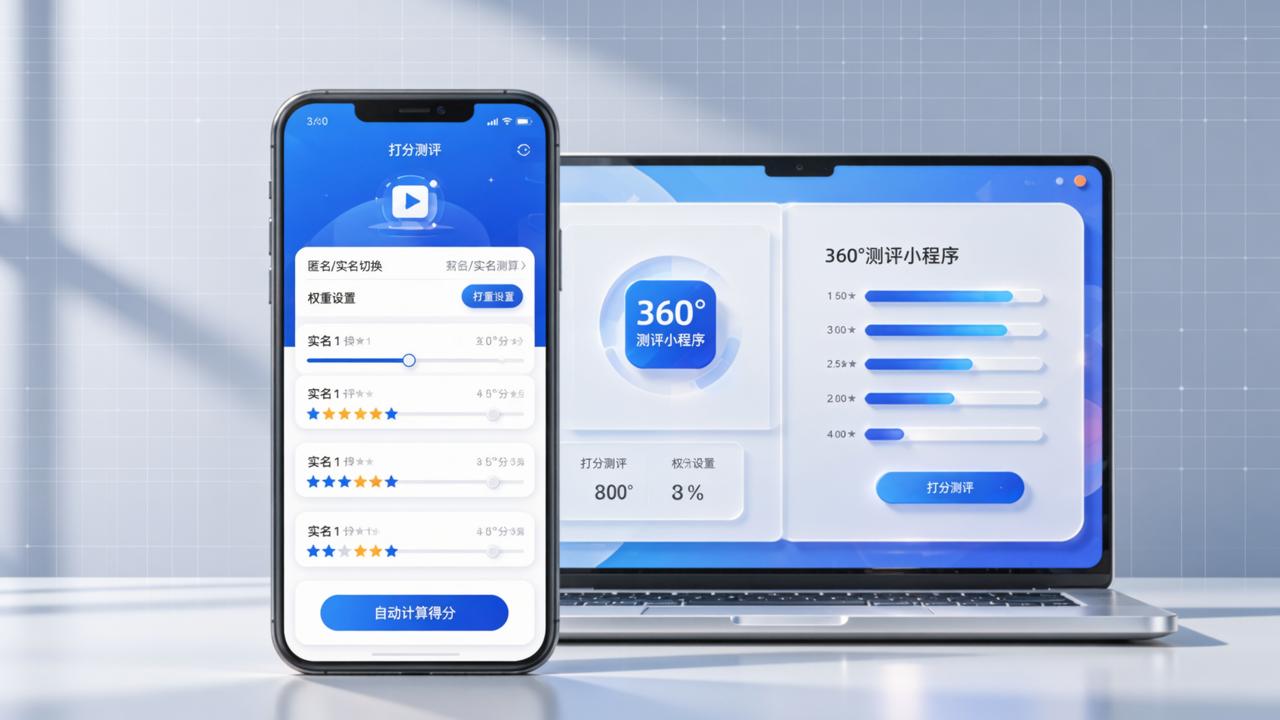 360度测评小程序：打分测评，匿名/实名打分，权重自动计算