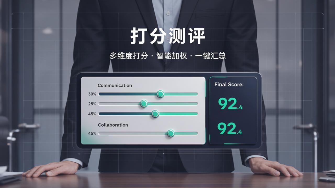绩效考核打分用什么软件？「打分测评」多维度打分+权重设置，自动出汇总