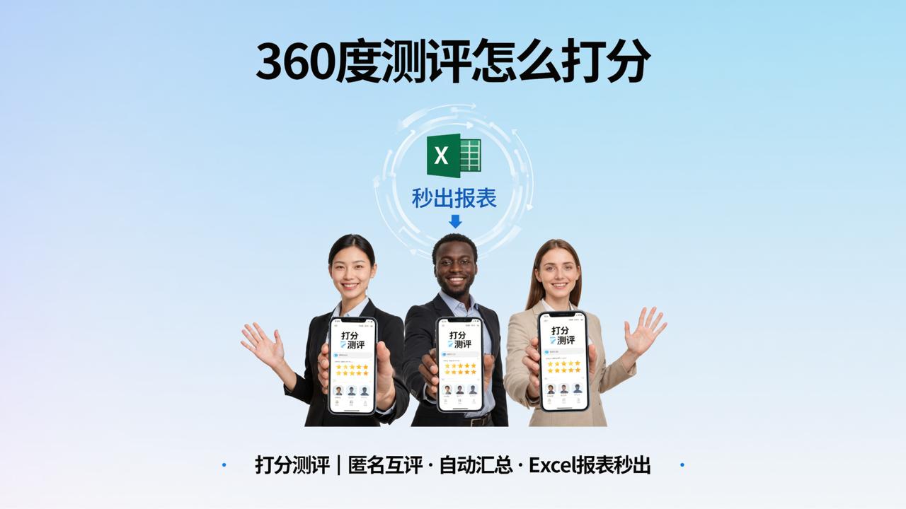 360度测评怎么打分：打分测评，匿名互评自动汇总Excel报表秒出